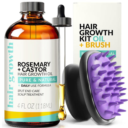 Hair Growth  | Aceite orgánico de ricino y romero |Botella Grande|